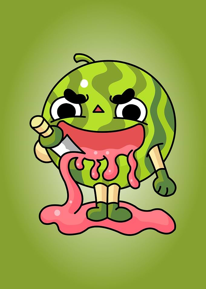 watermelon cute monster