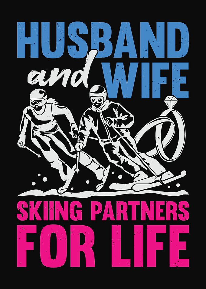 Husband And Wife Skiing