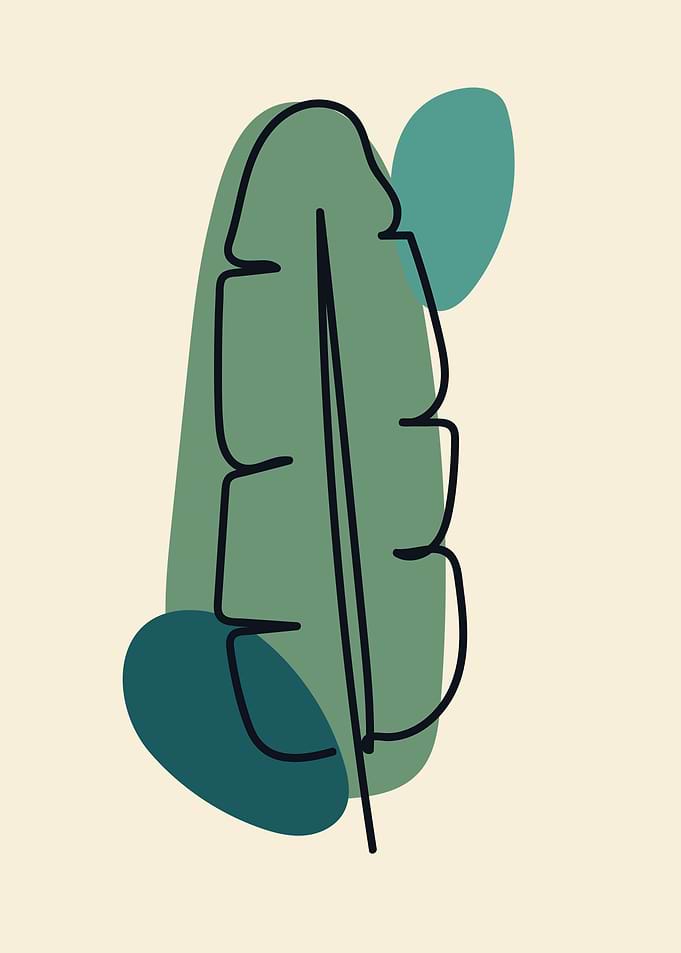 Tropical leaf one line art