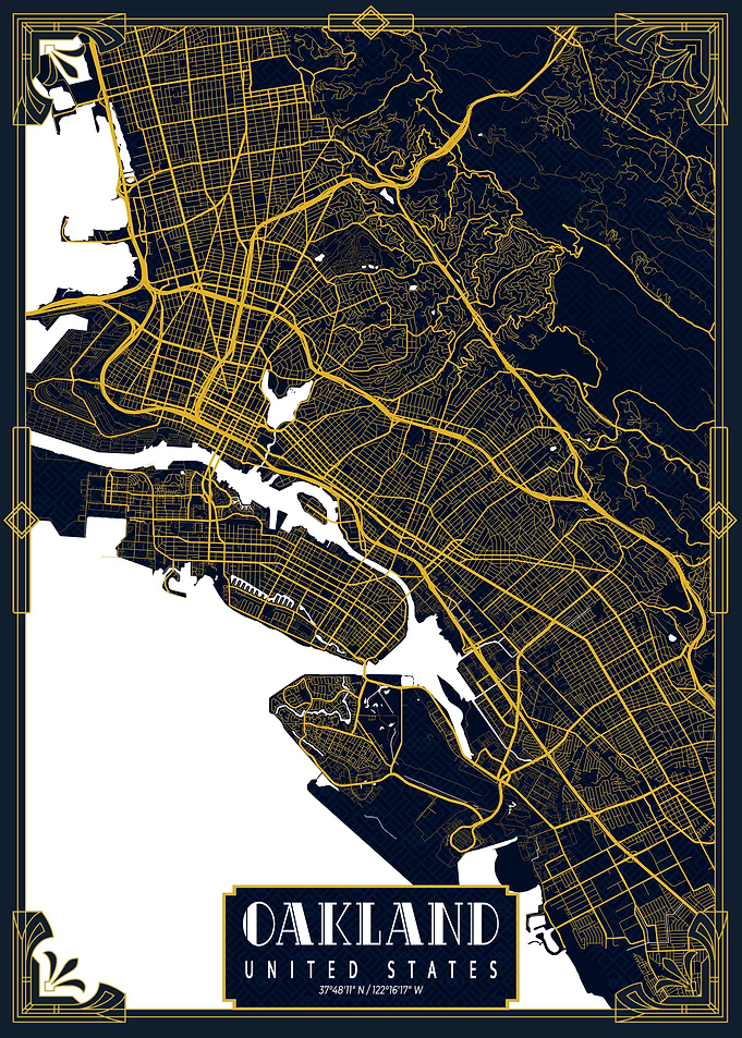 Oakland City Map Gold
