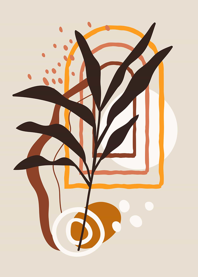 Boho leaf line shapes art