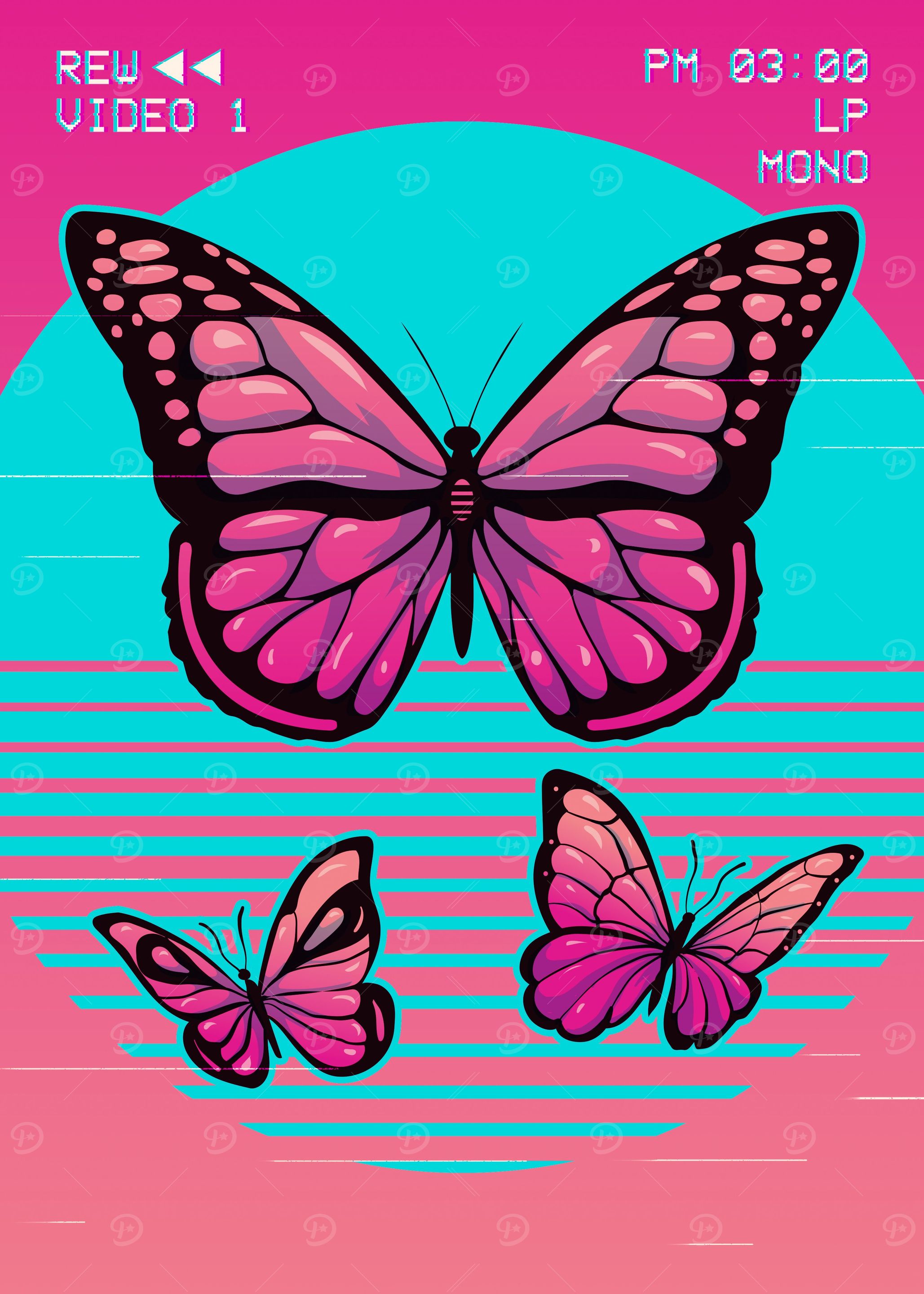 Vaporwave Butterfly Retro