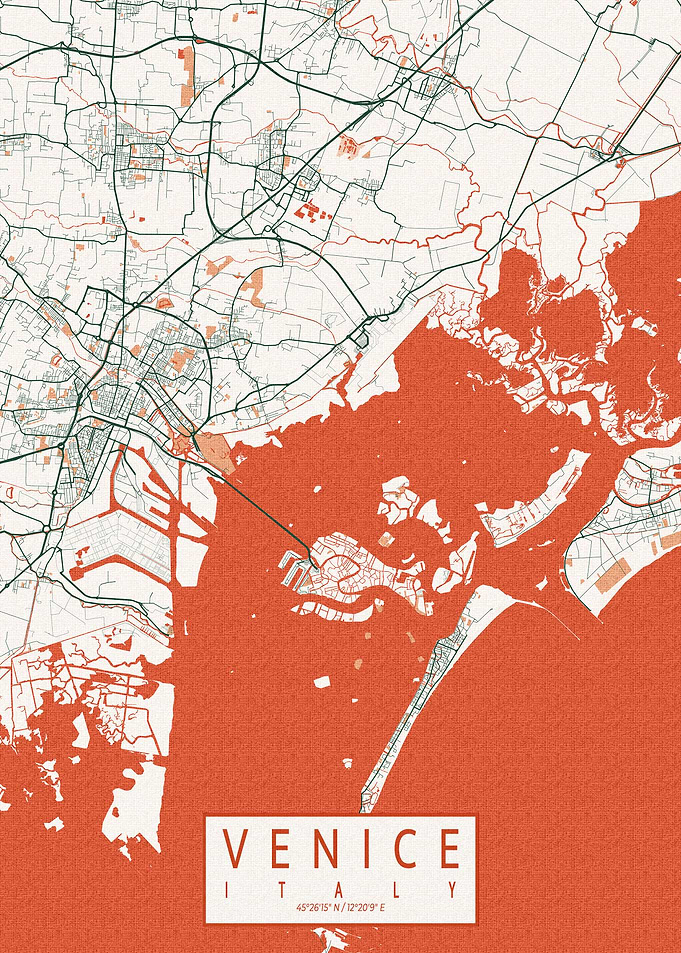 Venice City Map Bohemian