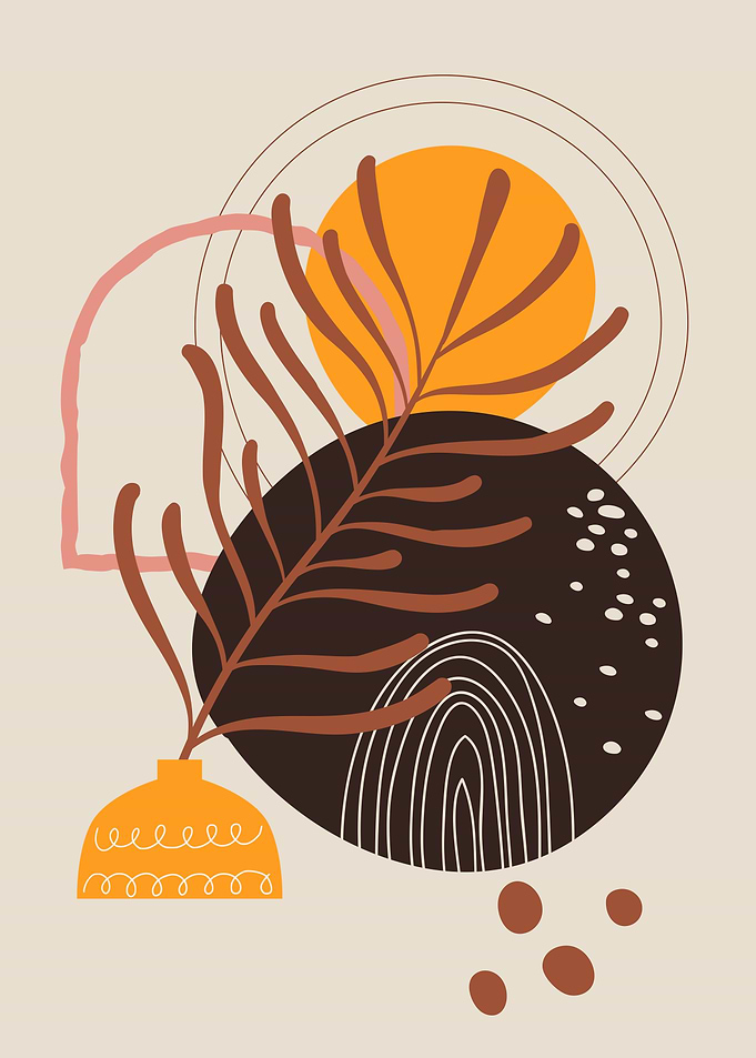 Boho leaf geometric line