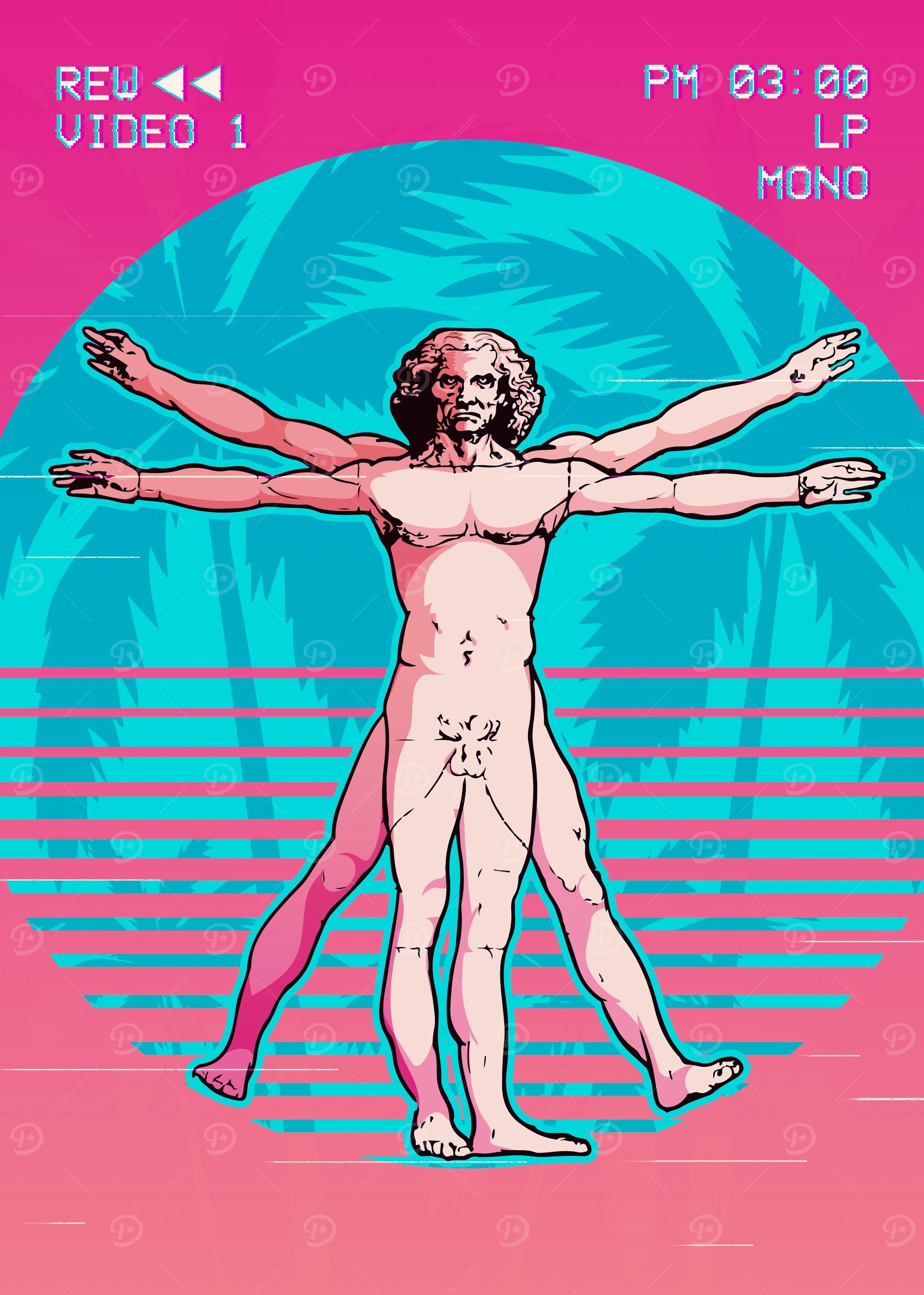 Vitruvian Man Vaporwave