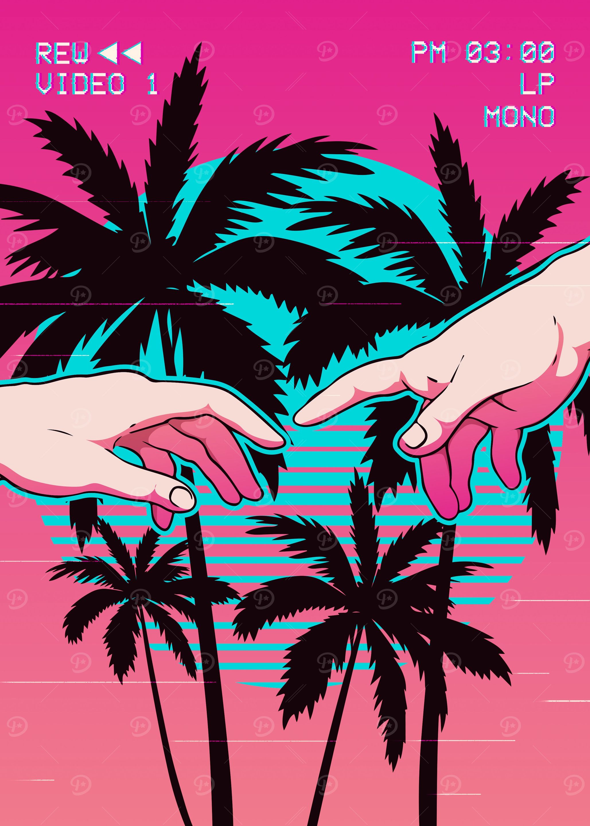 Creation Of Adam Vaporwave