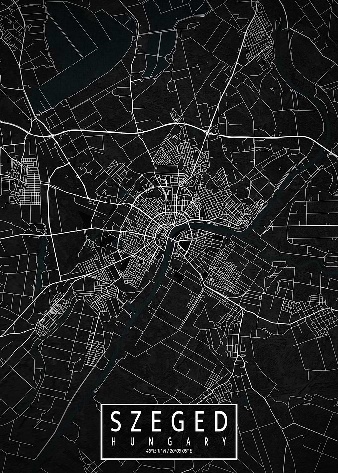 Szeged City Map Dark