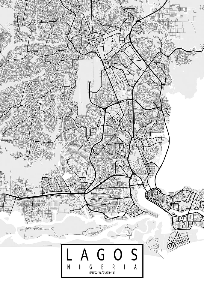 Lagos City Map Light