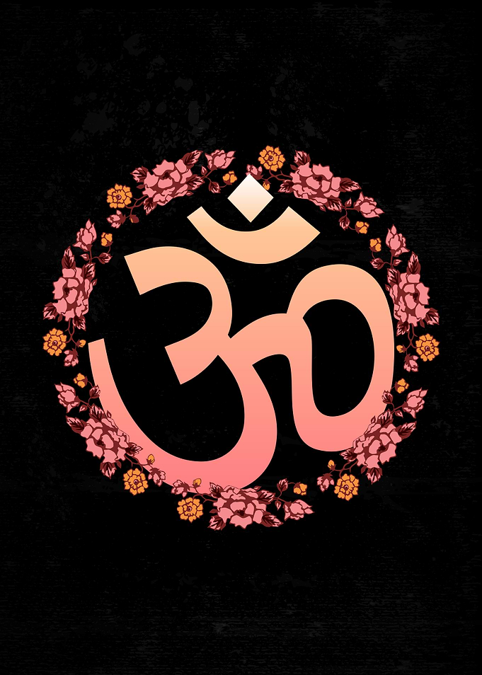 Floral Om Sign Aum Symbol