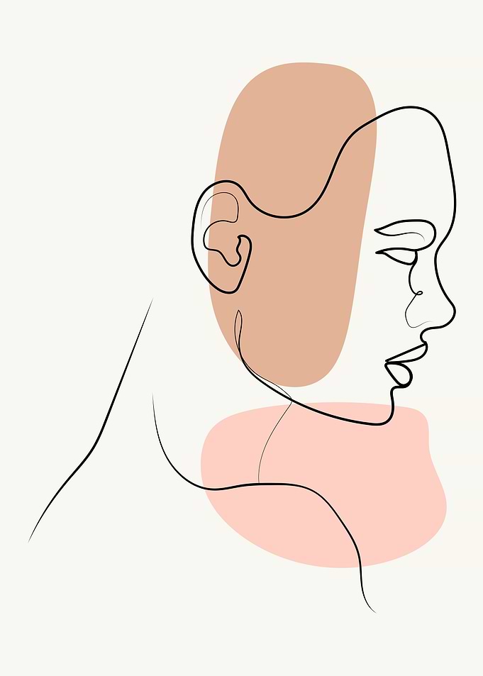 Woman face one line art