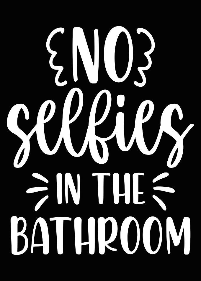 No Selfies Bathroom Poster