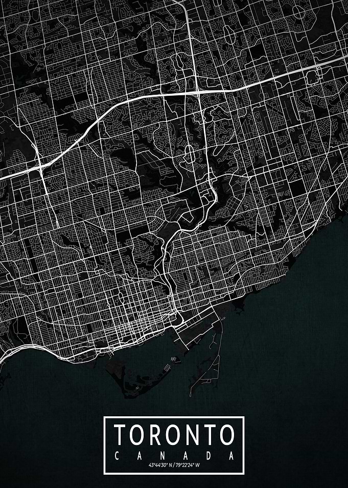 Toronto City Map Dark