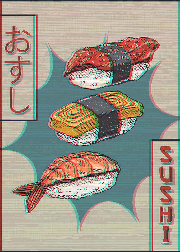 Japanese Sushi Vaporwave