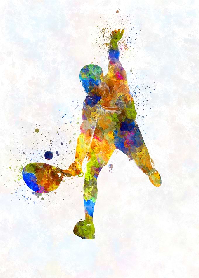 Watercolor paddle tennis