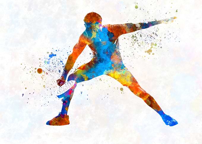 Watercolor paddle tennis