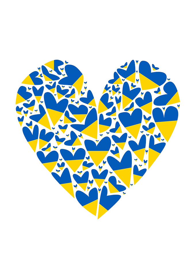 Ukraine Flag in Hearts