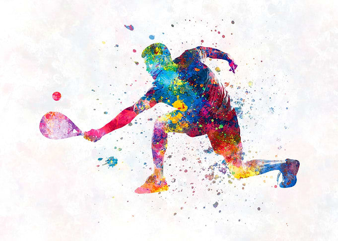 Watercolor paddle tennis