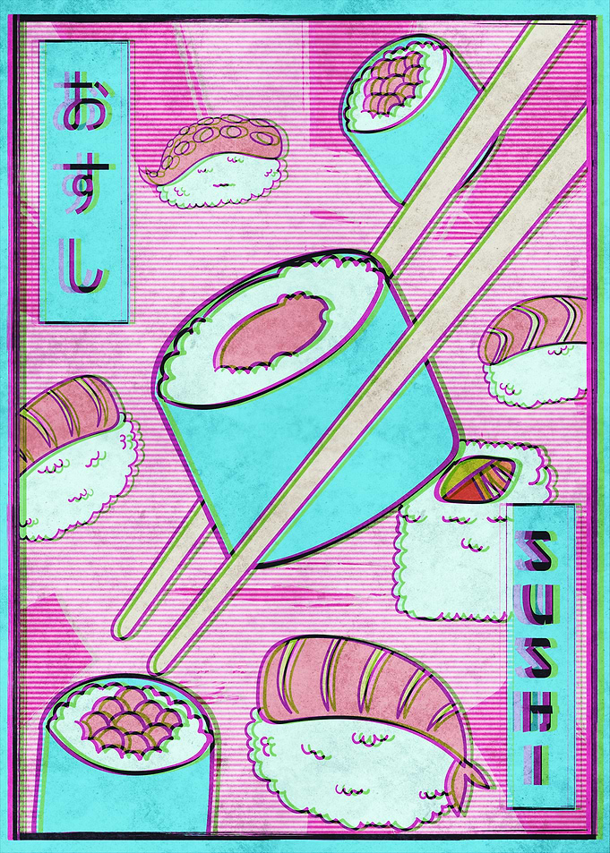 Japanese Sushi Vaporwave