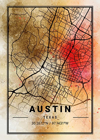 Austin Ara Watercolor Map