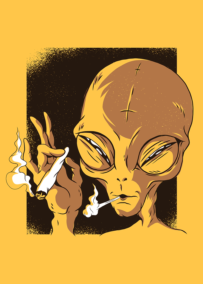 Alien smoking weed
