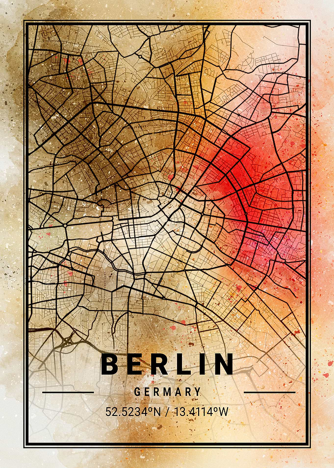 Berlin Ara Watercolor Map