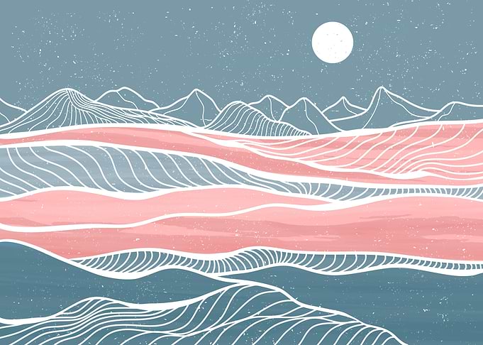 Mountain and ocean wave
