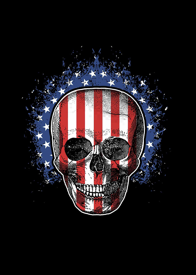 Sugar Skull USA Flag