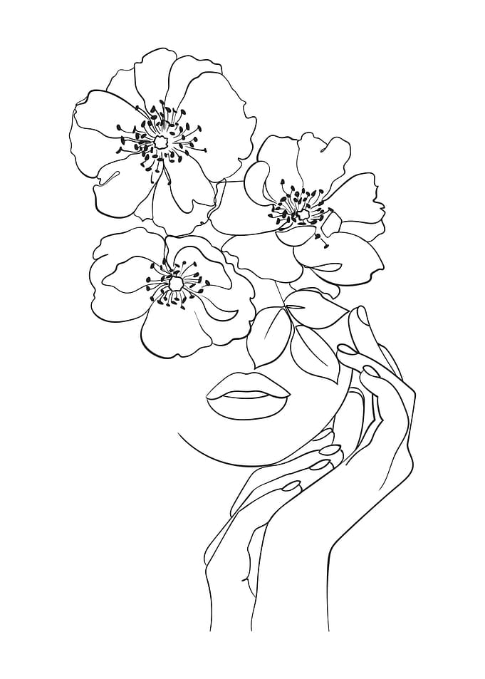 Woman head floral skull