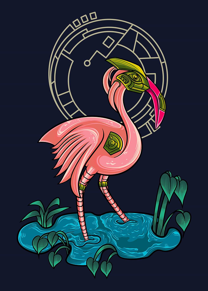 Flamingo mecha robot