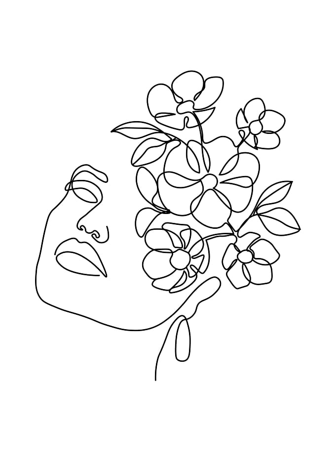 Woman head flower skull