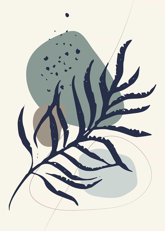 Aesthetic blue leaf shapes