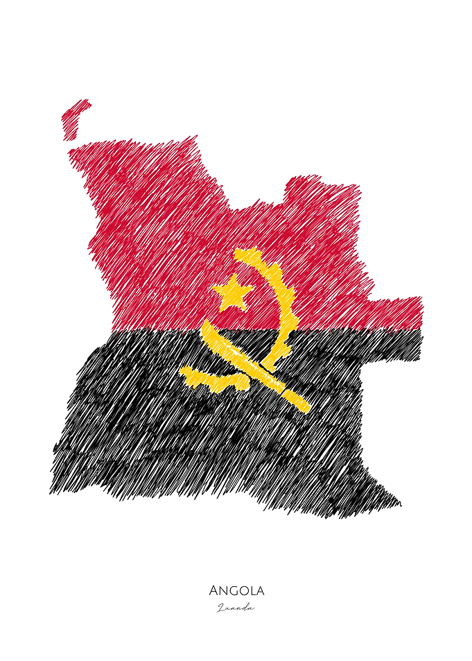 Angola Luanda Flag Map Art