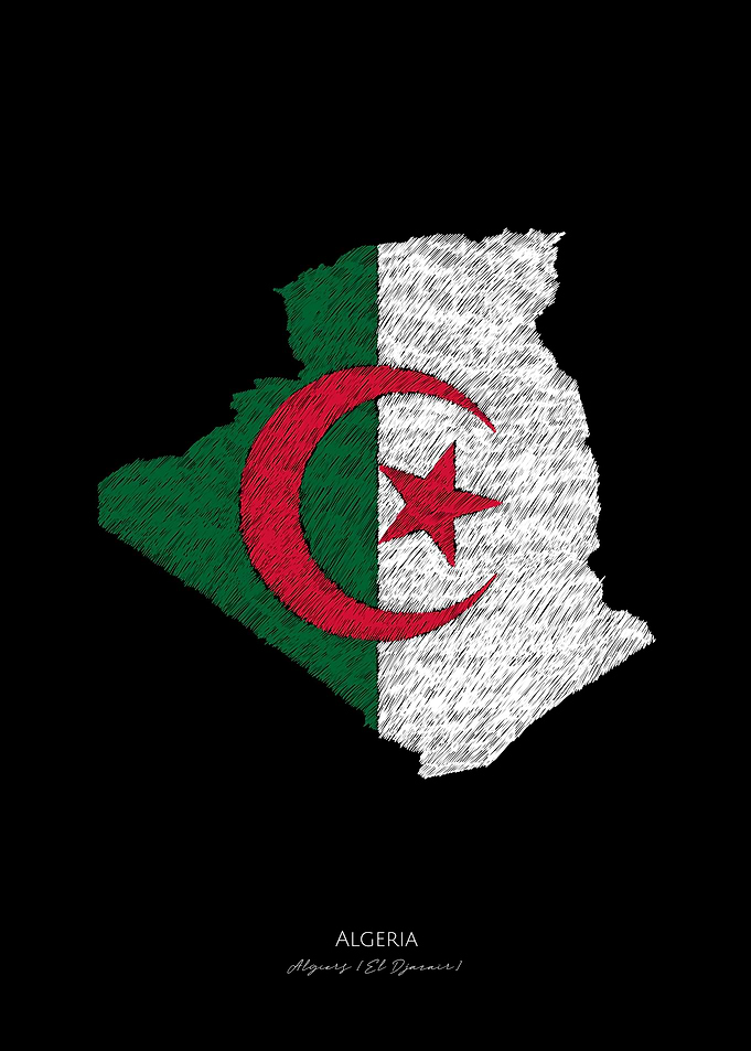 Algeria Algiers Flag Map