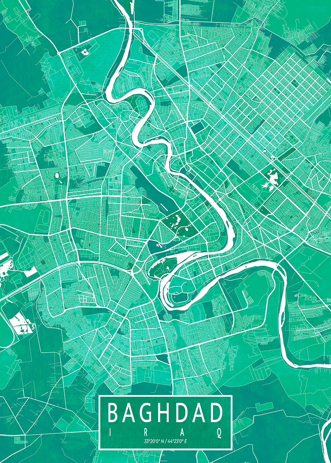 Baghdad Map Watercolor