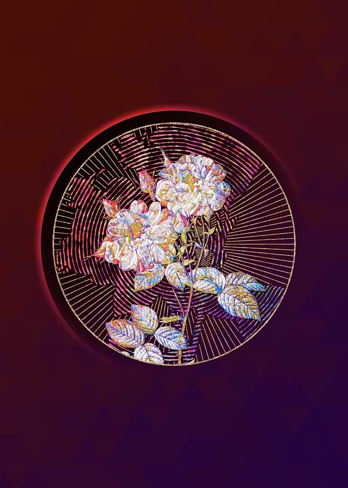 White Damask Rose Mosaic