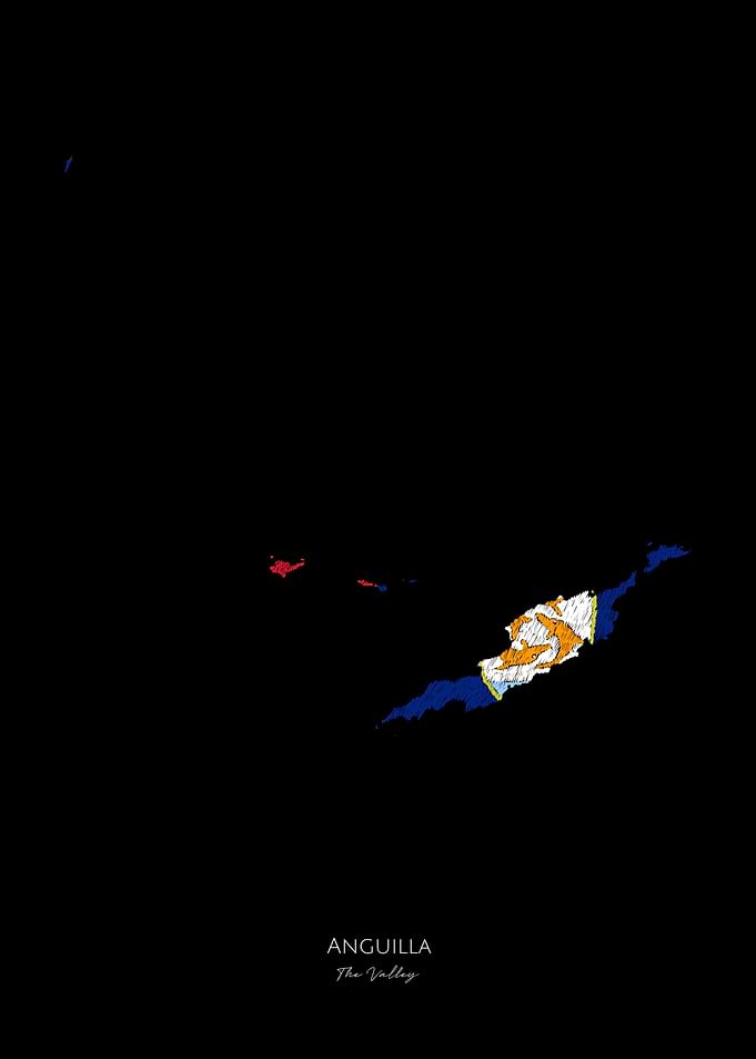 Anguilla Pago Flag map Art