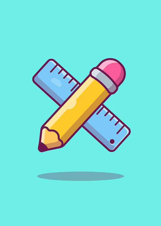 Pencil And Ruler Cartoon