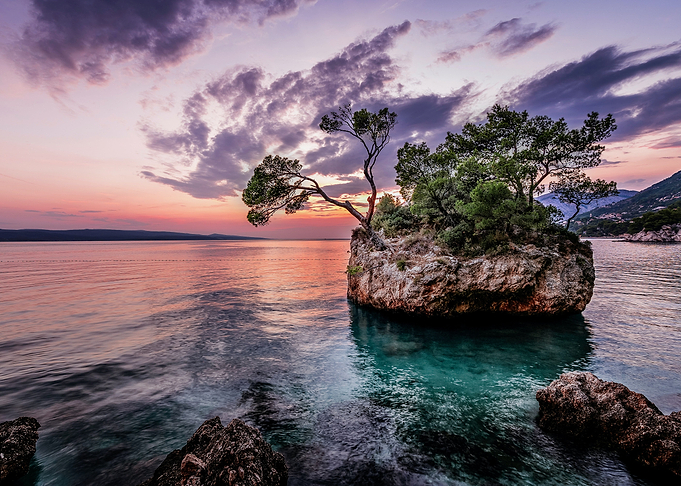 Sunset island ocean