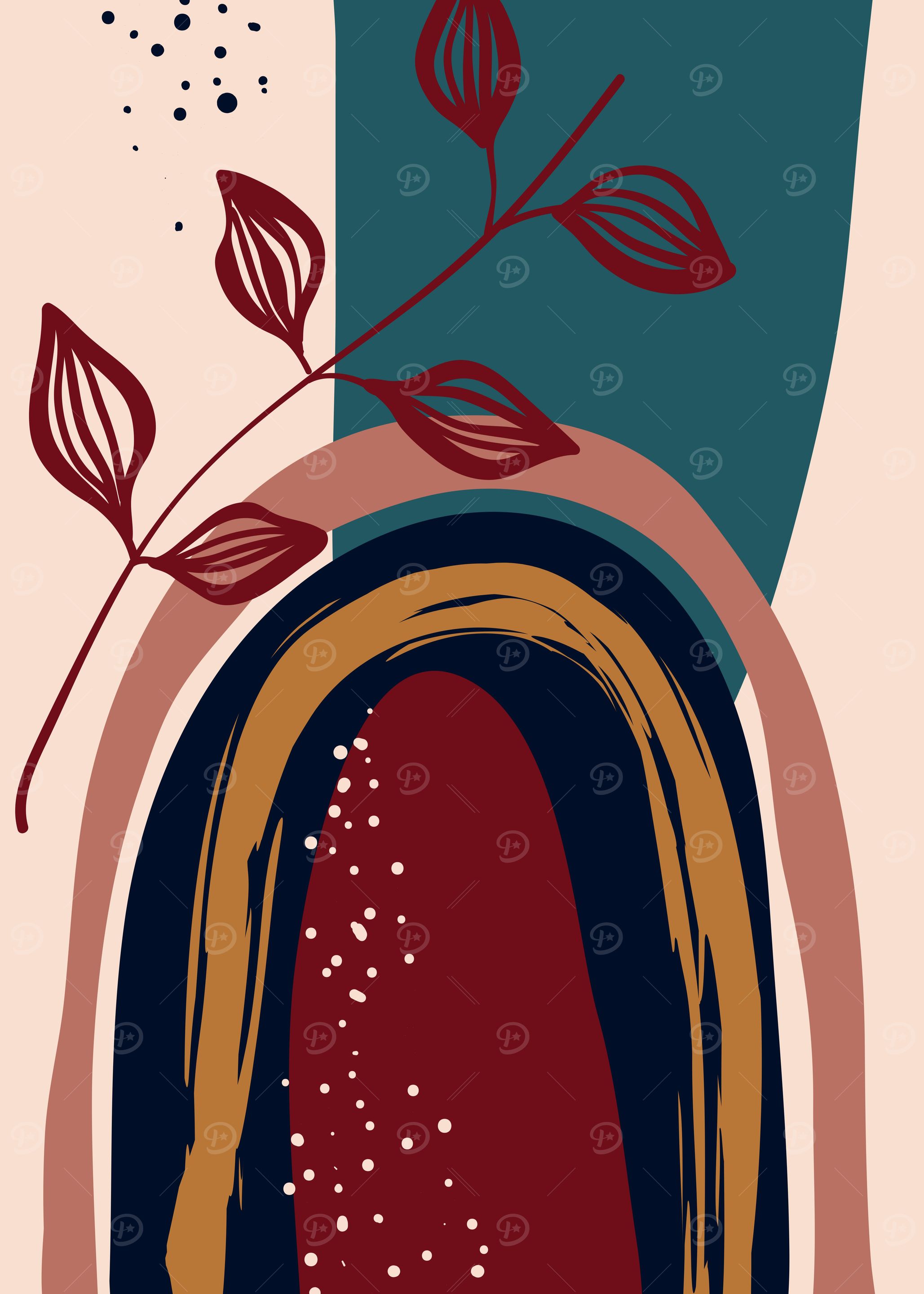 Boho rainbow leaf shapes