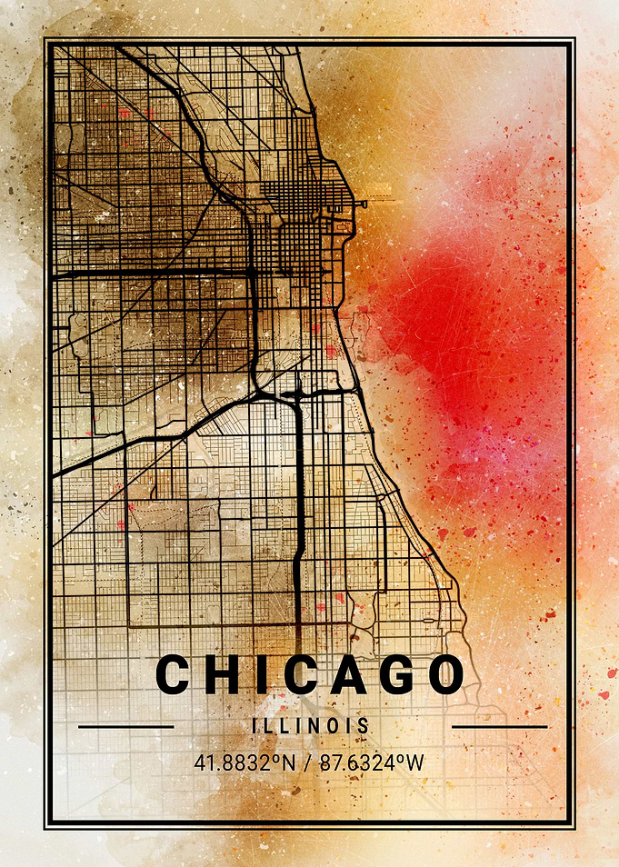 Chicago Ara Watercolor Map