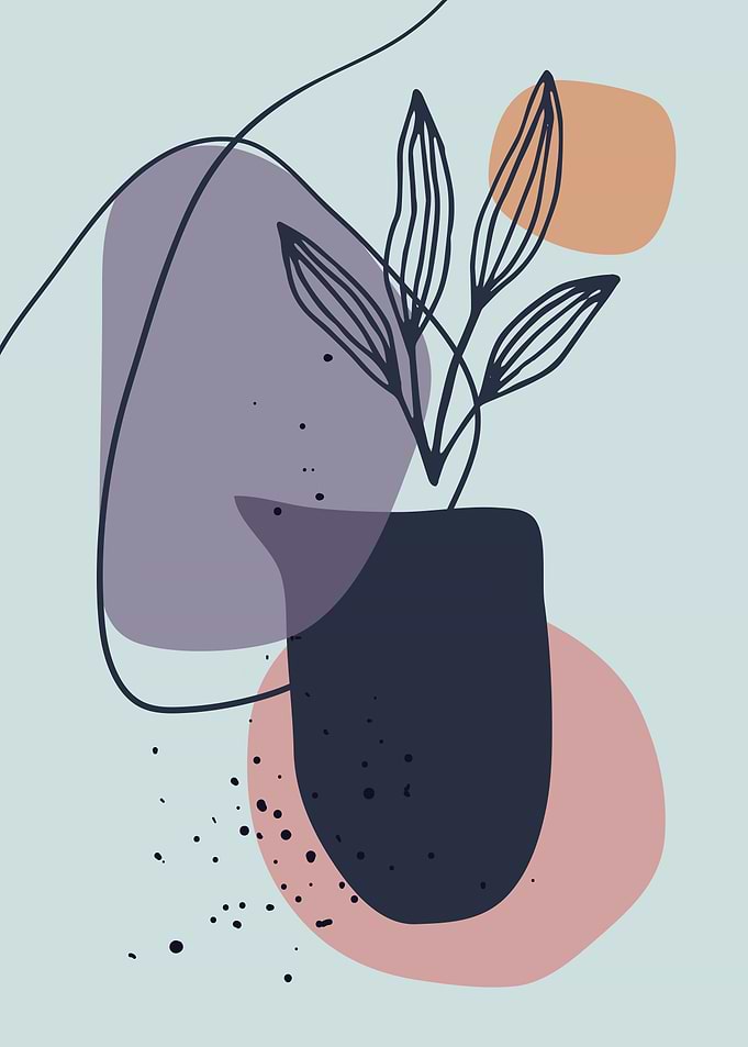 Tropical leaves line art