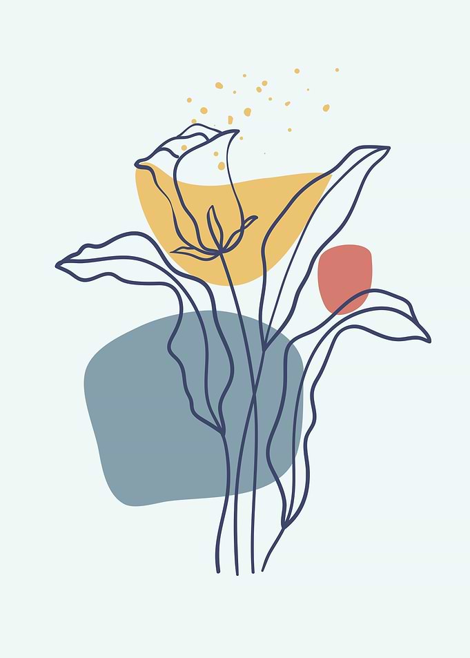 Rose flower one line art