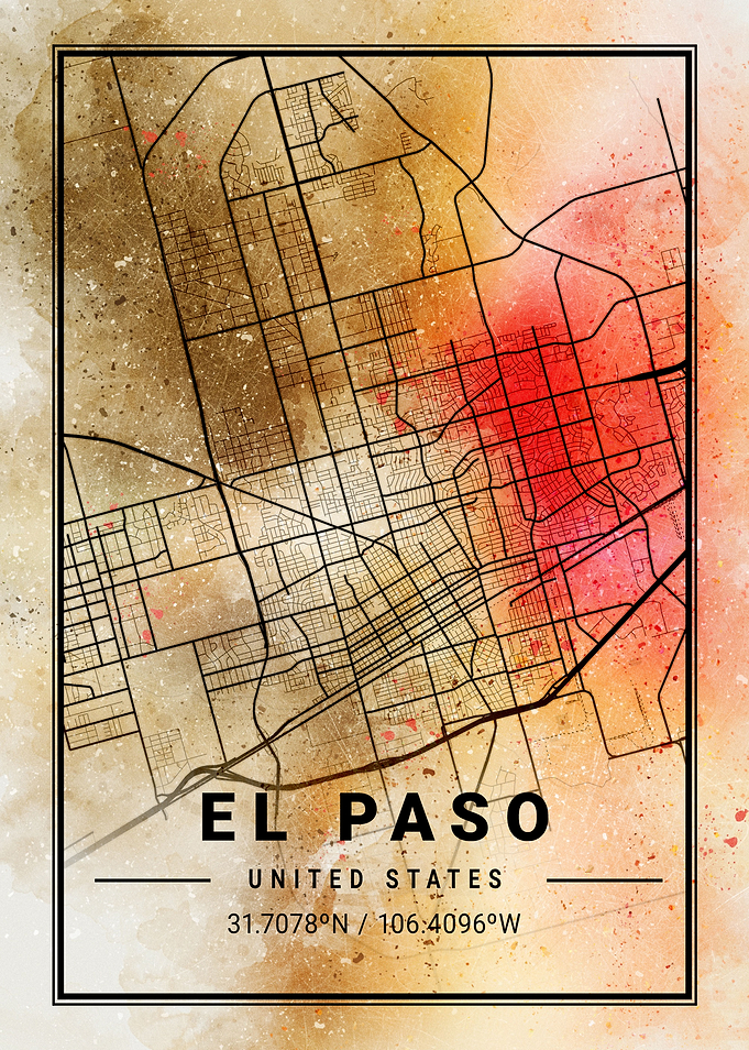 El Paso Ara Watercolor Map