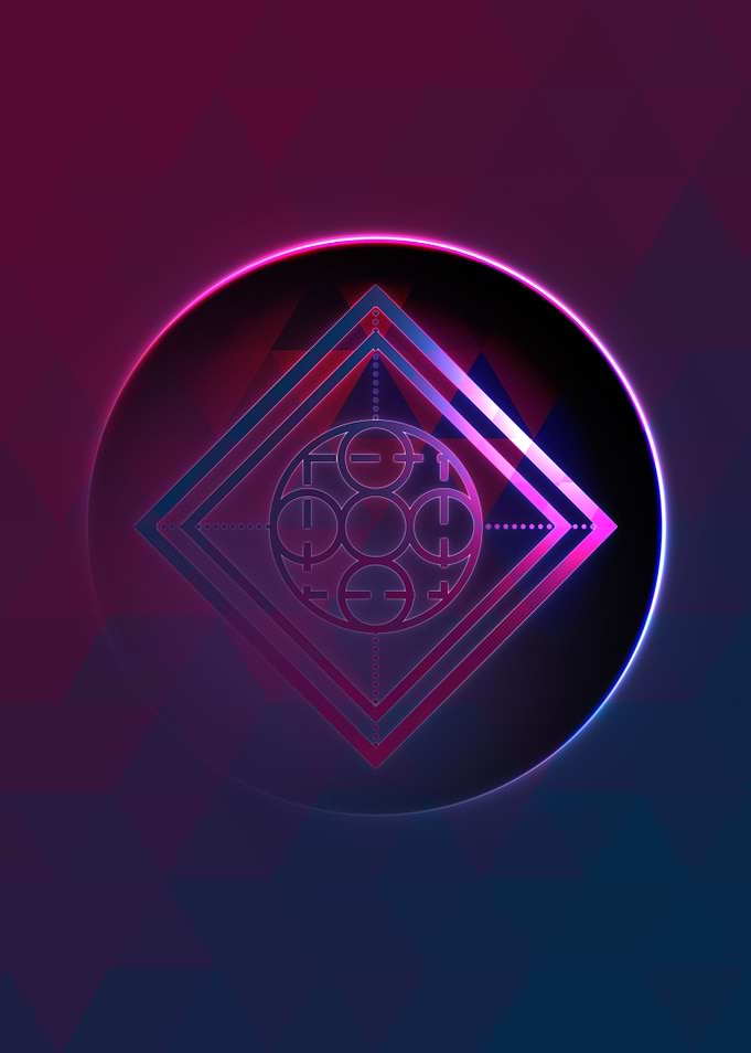 Vector Neon Glyph Rune Art