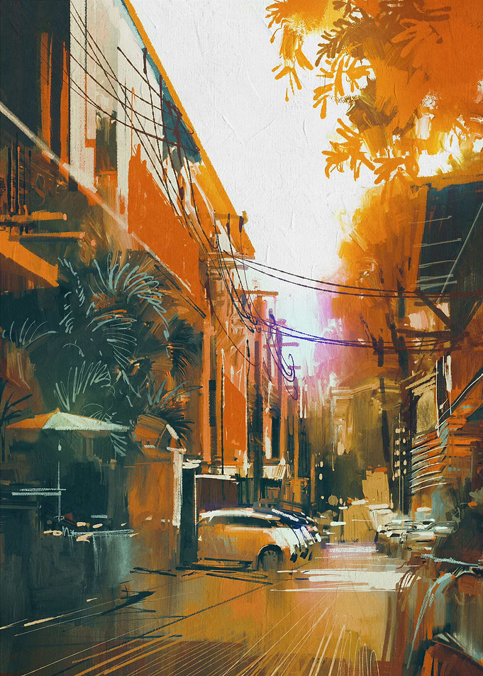The streets in the calm