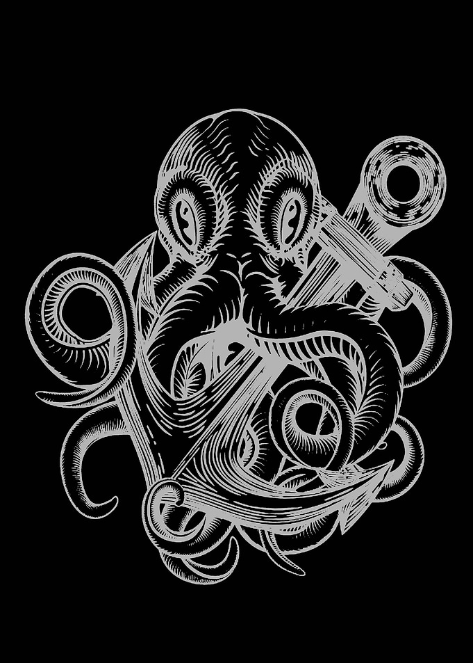 Octopus black white
