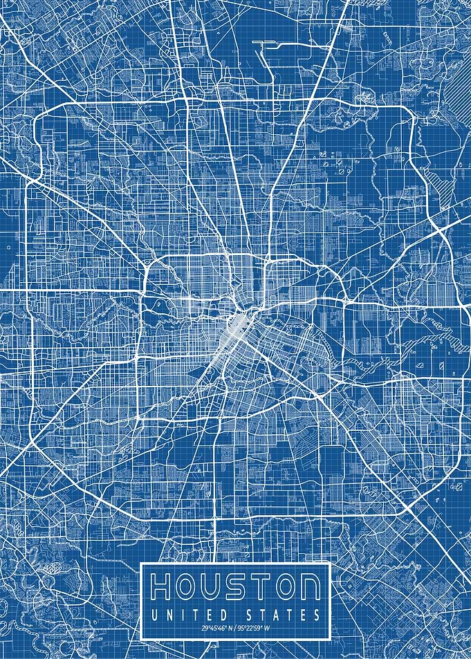 Houston City Map Blueprint