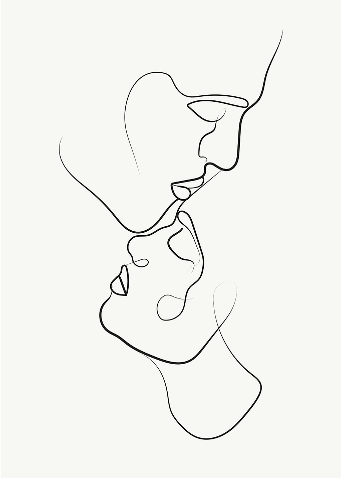Woman men couples line art