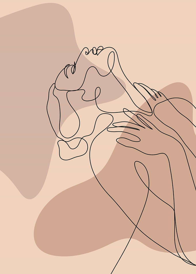Erotic nude woman line art