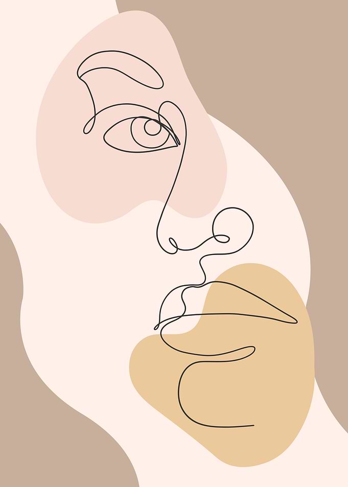 Erotic woman face line art